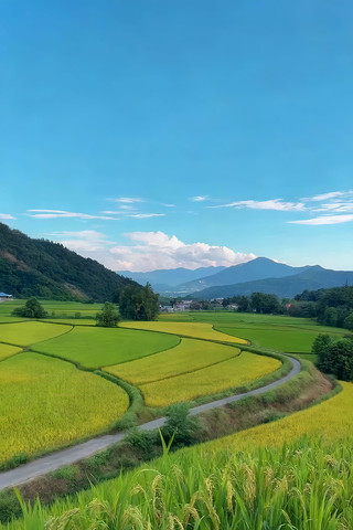 田园稻田自然风光全景 田园稻田自然风光全景