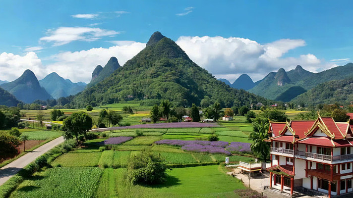 田园山水风光俯瞰画面 田园山水风光俯瞰画面