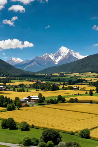 田园雪山自然风光全景 田园雪山自然风光全景