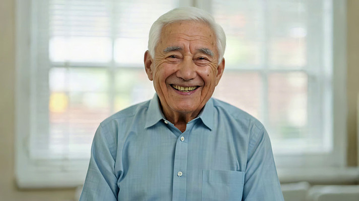 微笑老人室内近景素材 微笑老人室内近景素材