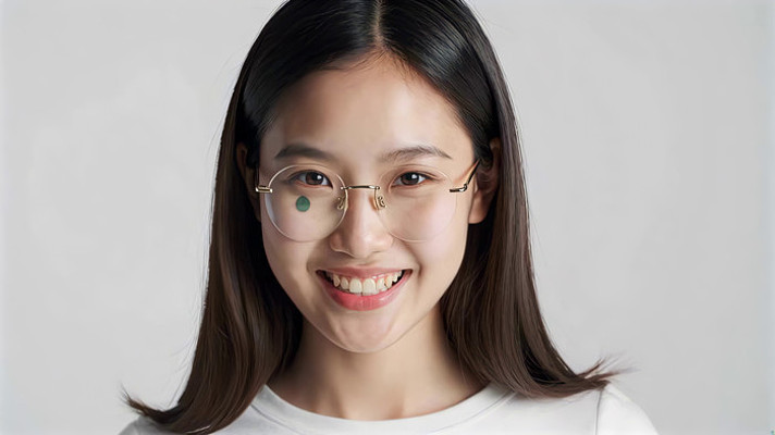 微笑女性食指指向上方 微笑女性食指指向上方