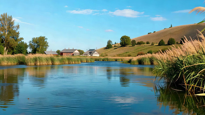 乡村湖泊自然风光 乡村湖泊自然风光
