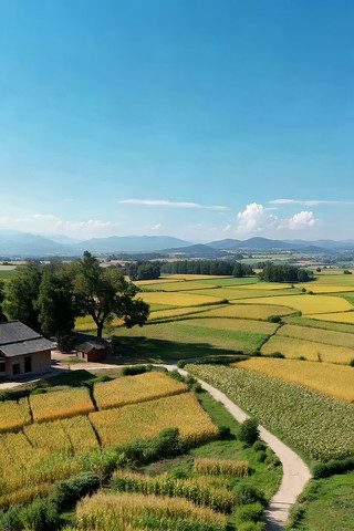 乡村田野稻田航拍素材 乡村田野稻田航拍素材