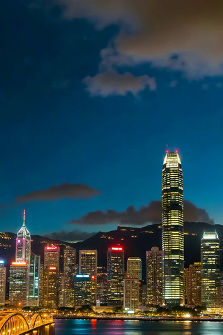 香港城市夜景摩天大楼景观 香港城市夜景摩天大楼景观