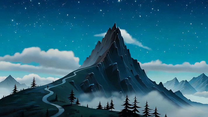 星空下的山间夜景 星空下的山间夜景