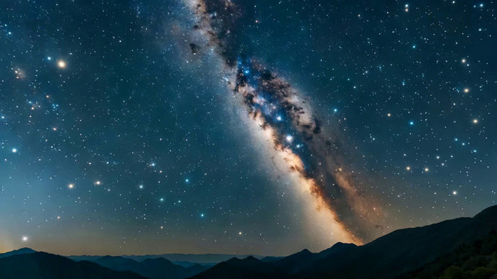 星空下的山峦夜景素材 星空下的山峦夜景素材