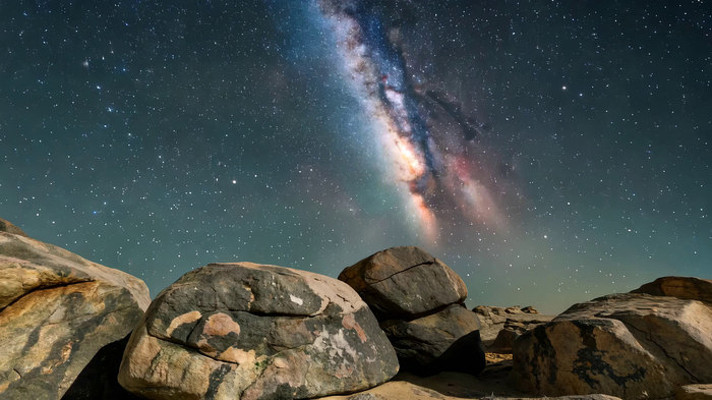 星空下的岩石景观 星空下的岩石景观