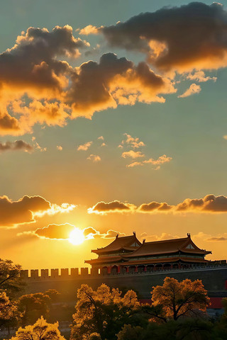 夕阳下古建筑风景 夕阳下古建筑风景