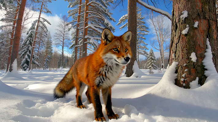 雪地森林中的狐狸素材 雪地森林中的狐狸素材