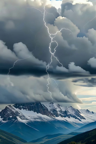 雪山草原闪电自然风光 雪山草原闪电自然风光