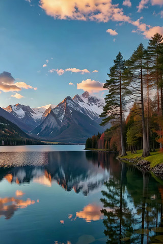 雪山湖泊自然风光 雪山湖泊自然风光