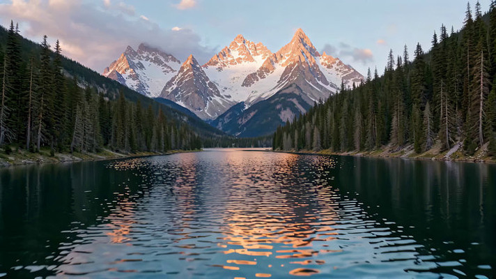 雪山湖泊自然风光 雪山湖泊自然风光