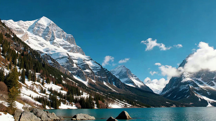 雪山湖泊自然风光 雪山湖泊自然风光