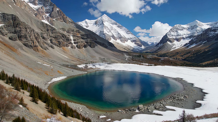雪山湖泊自然风光全景 雪山湖泊自然风光全景