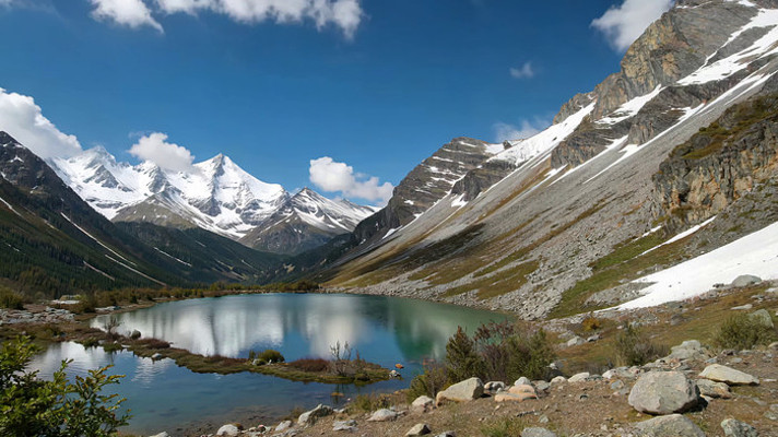 雪山湖泊自然风光全景 雪山湖泊自然风光全景