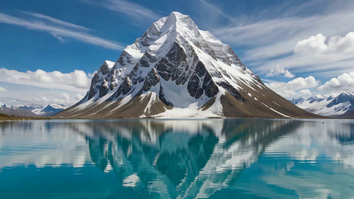 雪山湖泊自然风光全景 雪山湖泊自然风光全景