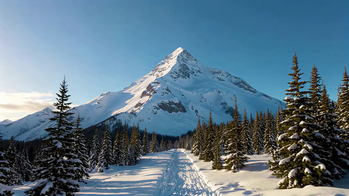 雪山森林雪景全景 雪山森林雪景全景