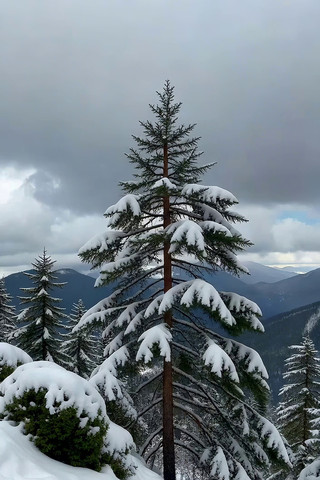 雪山松林雪景 雪山松林雪景