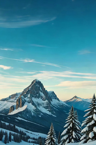 雪山松林自然风光 雪山松林自然风光