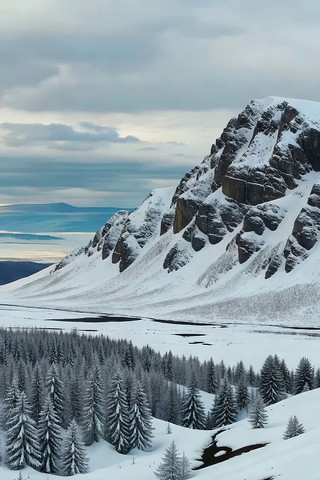 雪山松林自然风光素材 雪山松林自然风光素材