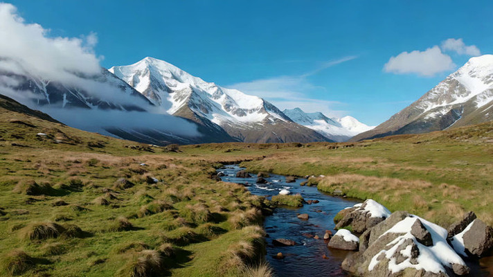 ѩɽ�µ�Ϫ���ݵط羰