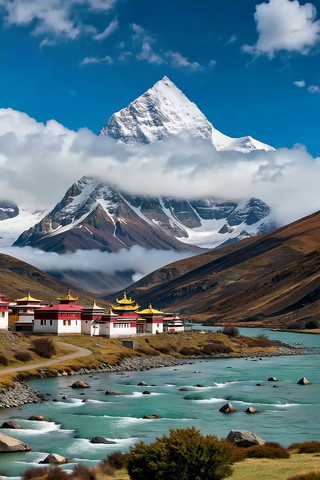 ѩɽ�ºӹ��ԵĲ�ʽ�����羰