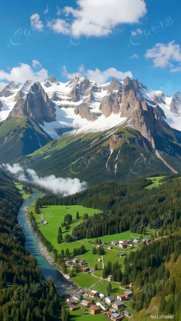 ѩɽ��ɽ���еĴ�ׯ��Ȼ���