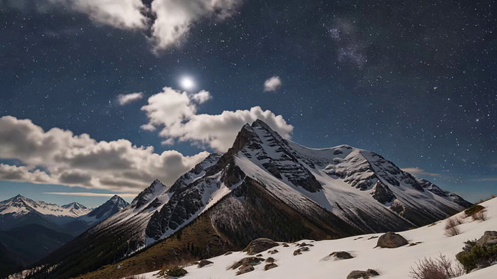 雪山夜空星空自然风光 雪山夜空星空自然风光