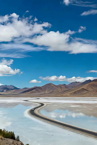 盐湖公路汽车行驶风景 盐湖公路汽车行驶风景