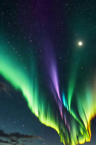 夜空下的绚丽极光景观 夜空下的绚丽极光景观