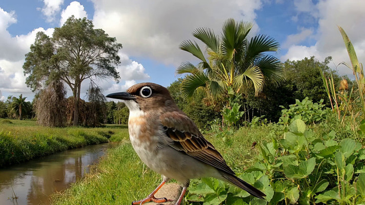 野外小鸟站在近景处的画面 野外小鸟站在近景处的画面