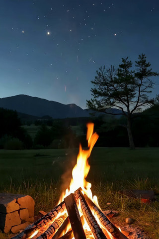 野外夜晚篝火场景 野外夜晚篝火场景