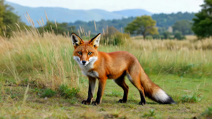 野外站立的红狐狸 野外站立的红狐狸