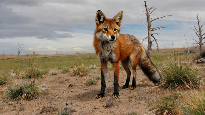 野外站立的狐狸 野外站立的狐狸