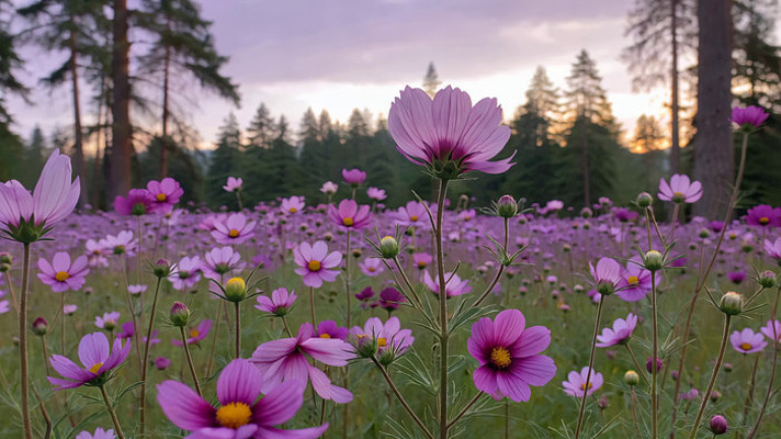 野外紫色花朵盛开景象 野外紫色花朵盛开景象