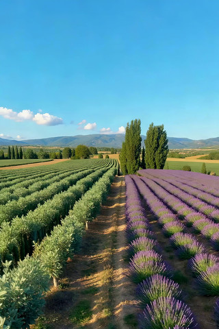 薰衣草田与绿植田园风光 薰衣草田与绿植田园风光
