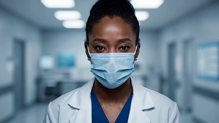 医院内戴口罩的女医生特写 医院内戴口罩的女医生特写