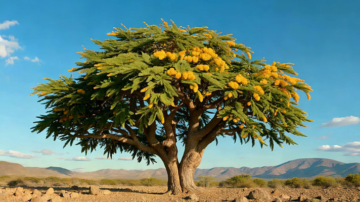 原野中茂盛的黄色花朵树木 原野中茂盛的黄色花朵树木