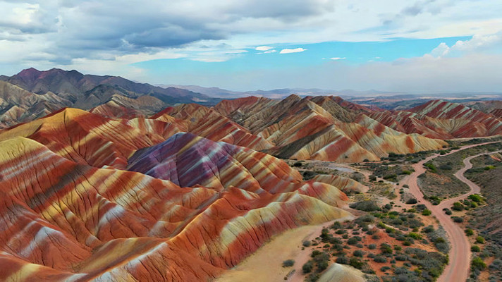 张掖七彩丹霞地貌俯瞰景观 张掖七彩丹霞地貌俯瞰景观