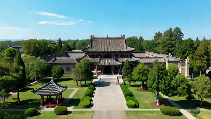 中式古建筑园林俯瞰全景 中式古建筑园林俯瞰全景