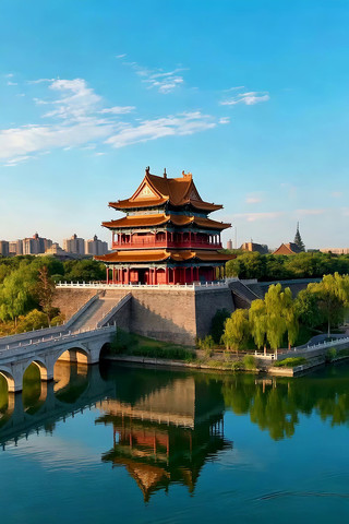 中式古建筑与桥梁风景 中式古建筑与桥梁风景