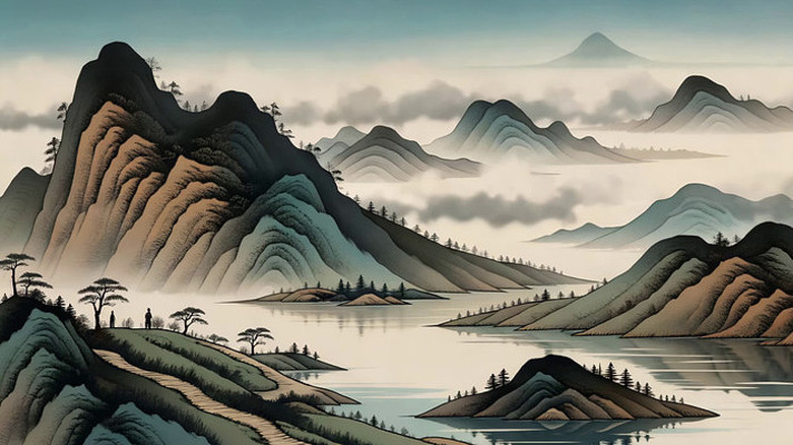 中式山水风景画面素材 中式山水风景画面素材