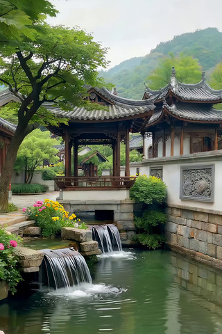 中式园林亭子水景素材 中式园林亭子水景素材