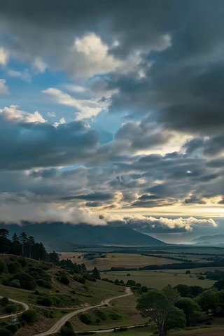 自然风光田野与云层景观 自然风光田野与云层景观