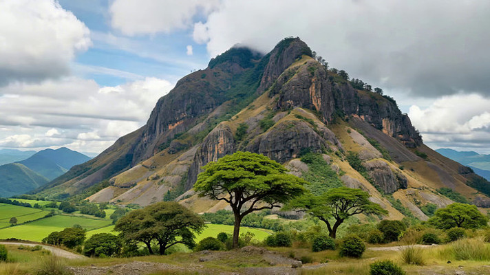 自然风光中的山脉与树木 自然风光中的山脉与树木