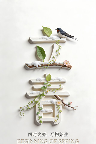 自然元素构成的创意文字立春 自然元素构成的创意文字立春