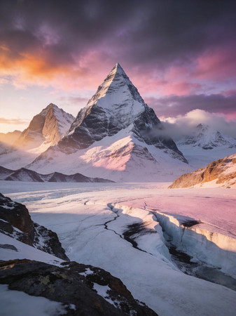 ��ϼ�е�ѩɽ