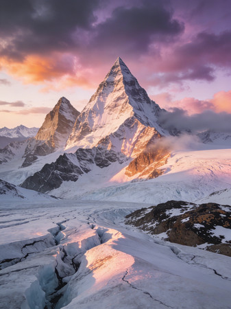 ϼ���е�ѩɽ