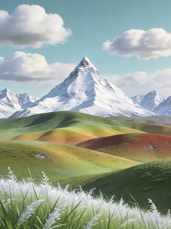 ѩɽ����ɫ��ɽ��