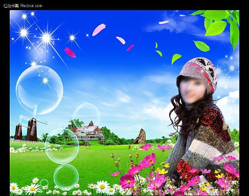 ��ɫ������Ůչ�� PSD